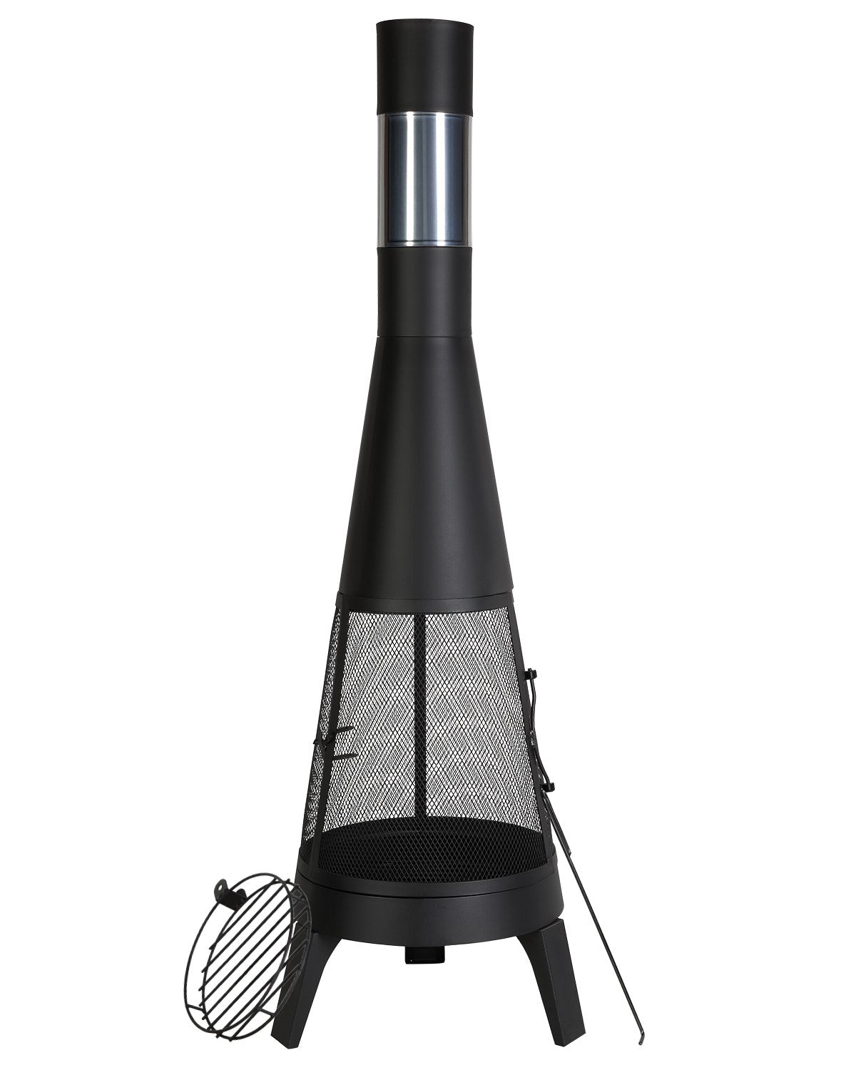 20 In Chiminea utomhus vedeldad eldstad med grillnät och skorstensbeläggning