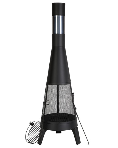 20 In Chiminea utomhus vedeldad eldstad med grillnät och skorstensbeläggning