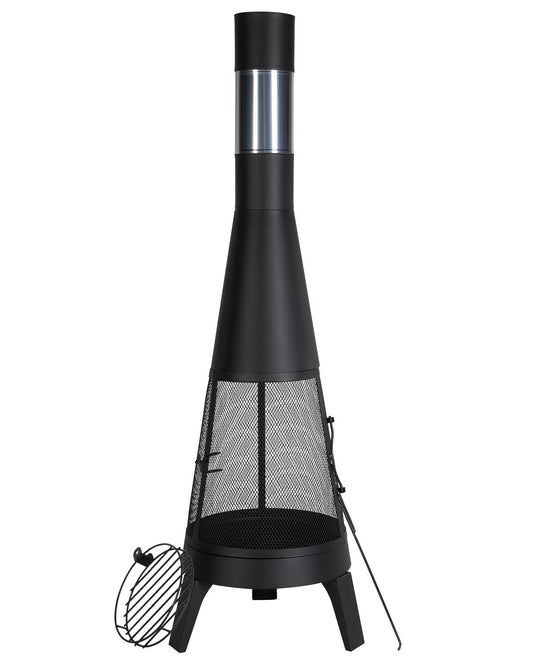 20 In Chiminea utomhus vedeldad eldstad med grillnät och skorstensbeläggning