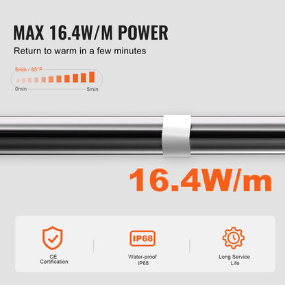 Self-regulating pipe heating cable 1.83m 16.4W/m heating tape with thermostat