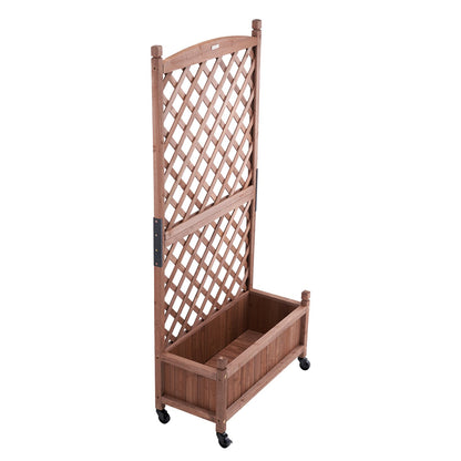 Raised Garden Bed with Trellis, 30" x 13" x 61.4" Outdoor Raised Wooden Planters with Drainage Holes, Freestanding Trellis for Climbing Plants Flowers in Garden, Patio, Balcony