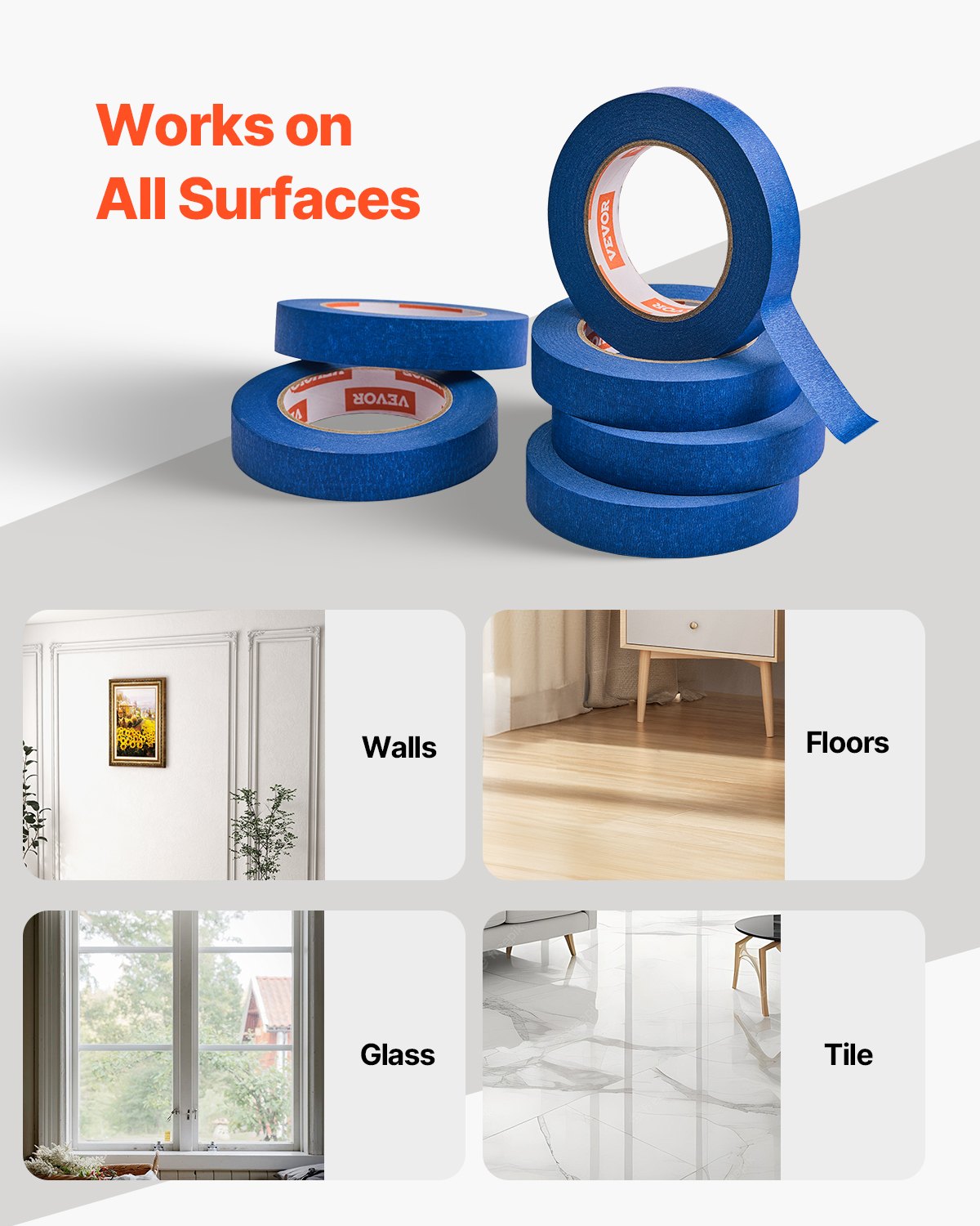 Painters Tape, 1 Inch Wide (0.94 In x 60 Yds), 6 Rolls, Blue Painter Tape for Painting, Edge, Trim, Ceiling, Masking Tape Protects Surfaces and Removes Easily, DIY Craft Art, Labeling Decoration