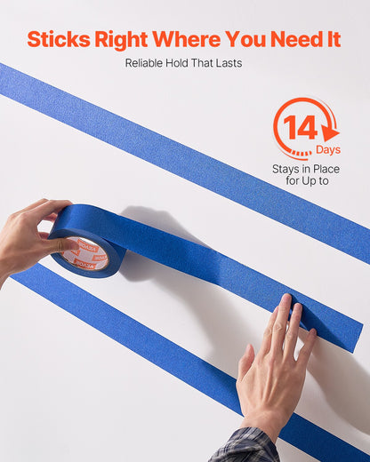 Painters Tape, 2 Inch Wide (1.88 In x 60 Yds), 3 Rolls, Blue Painter Tape for Painting, Edge, Trim, Ceiling, Masking Tape Protects Surfaces and Removes Easily, DIY Craft Art, Labeling Decoration