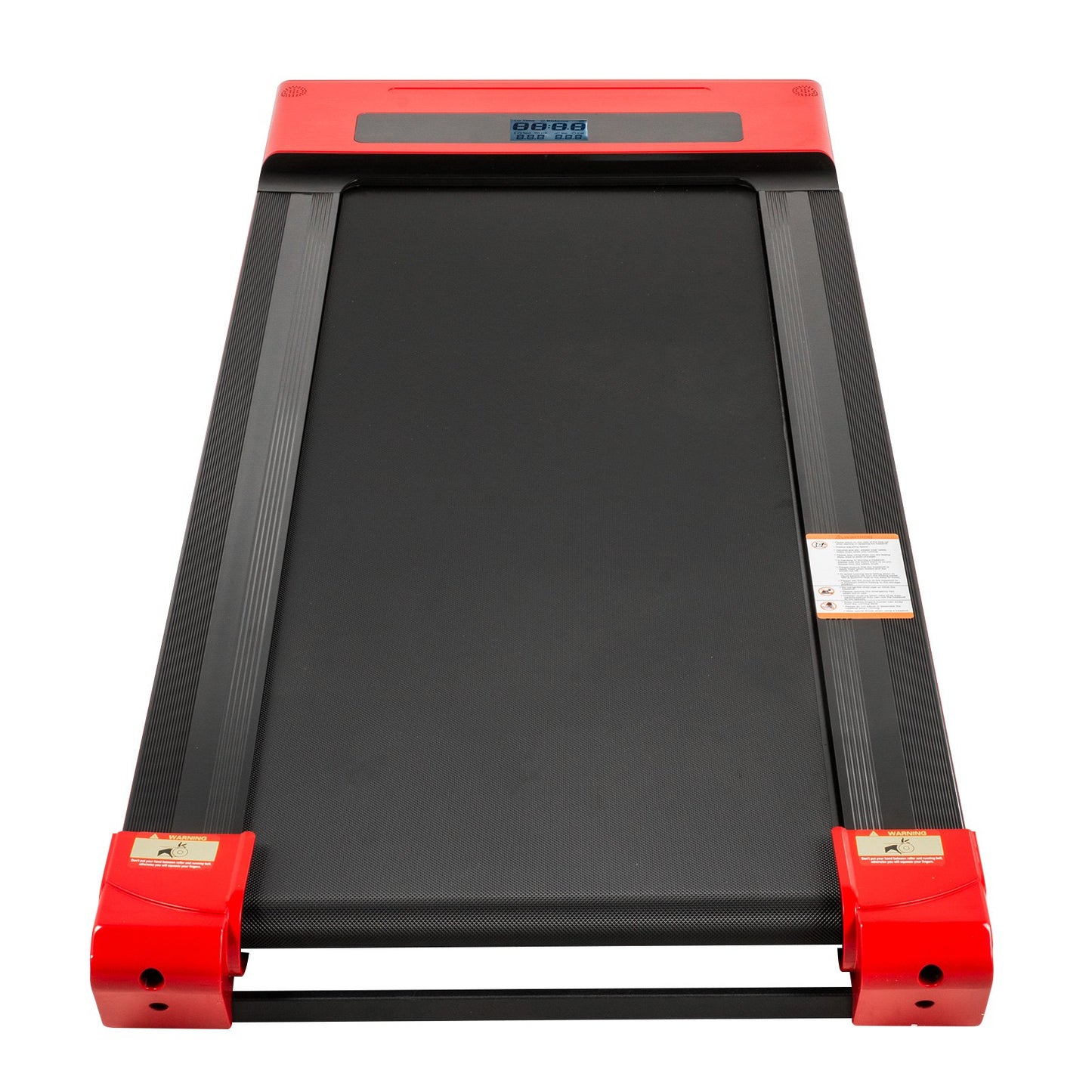Laufband für unter den Schreibtisch, Laufband zum Laufen, LED-Laufband zum Laufen zu Hause mit Fernbedienung, 1–6,0 km/h Geschwindigkeit, tragbares schmales Laufband für das Training im Innenbereich (rot, ohne Handlauf)