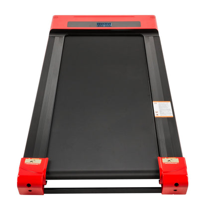 Laufband für unter den Schreibtisch, Laufband zum Laufen, LED-Laufband zum Laufen zu Hause mit Fernbedienung, 1–6,0 km/h Geschwindigkeit, tragbares schmales Laufband für das Training im Innenbereich (rot, ohne Handlauf)