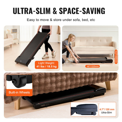 Walking Pad Under Desk Inclined Treadmill for Home Office Jogging