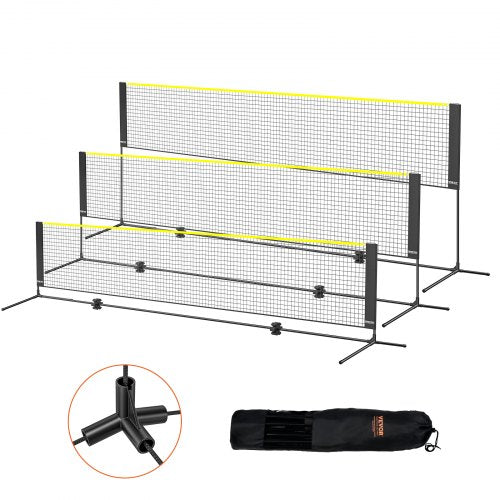 Badminton Net, Height Adjustable Volleyball Net, 14ft Wide Foldable Pickleball Net, Portable Easy Setup Tennis Net Set with Poles, Stand and Carry Bag, for Kids Backyard Game Indoor Outdoor Use