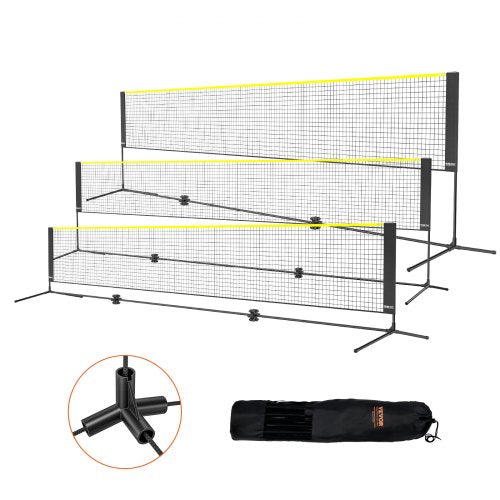 Badminton Net, Height Adjustable Volleyball Net, 17ft Wide Foldable Pickleball Net, Portable Easy Setup Tennis Net Set with Poles, Stand and Carry Bag, for Kids Backyard Game Indoor Outdoor Use