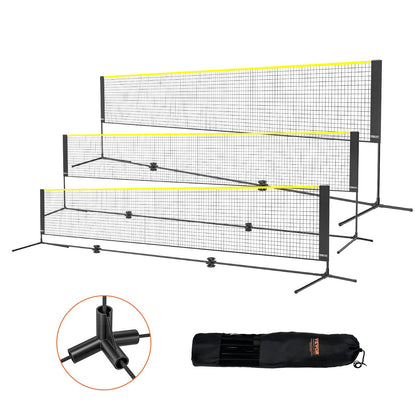 Badmintonnät, höjdjusterbart volleybollnät, 17 fot brett hopfällbart pickleballnät, portabelt lättinstallerat tennisnätset med stavar, stativ och bärväska, för barnbakgårdsspel inomhus utomhusbruk