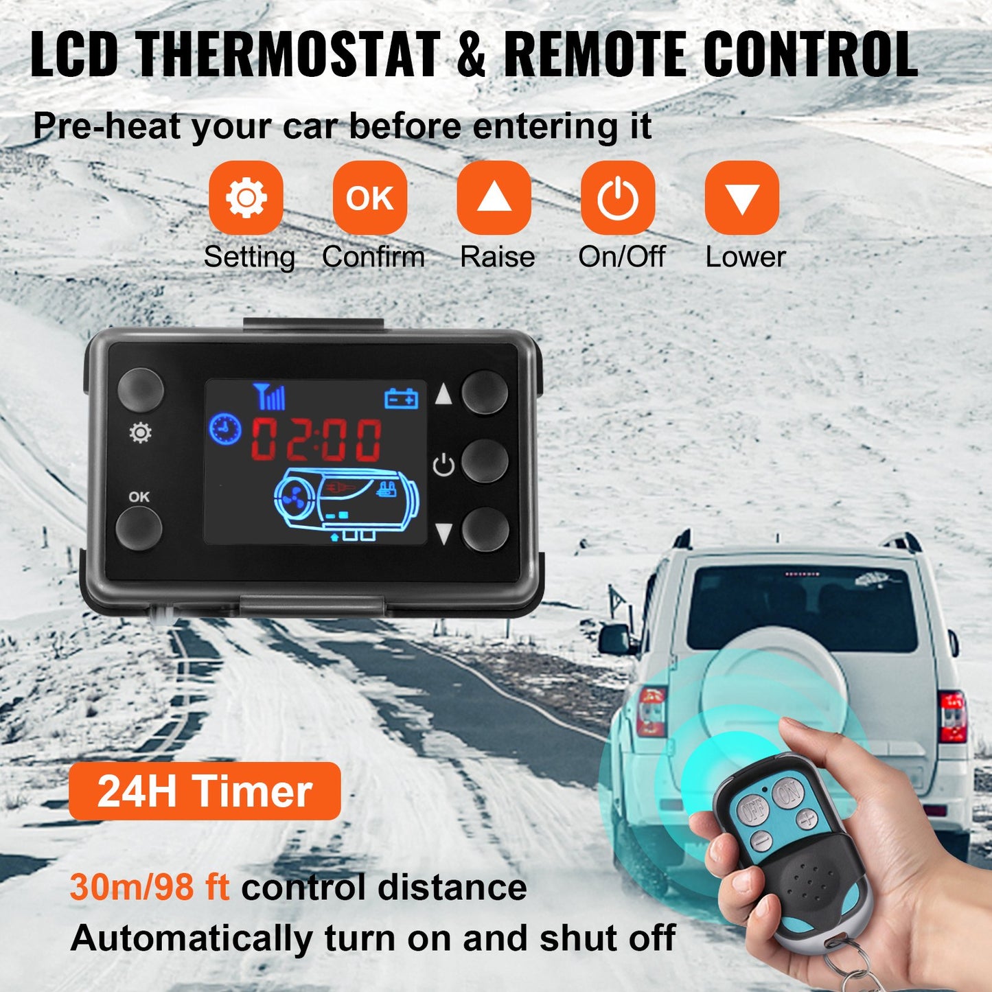 5 kW 12 V Diesel-Standheizung mit LCD-Display, Luft-Diesel-Heizung, Standheizung mit Schalldämpfer für LKW, Boot, Auto, Anhänger