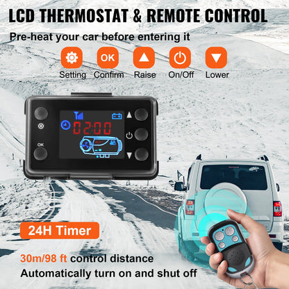5 kW 12 V Diesel-Standheizung mit LCD-Display, Luft-Diesel-Heizung, Standheizung mit Schalldämpfer für LKW, Boot, Auto, Anhänger