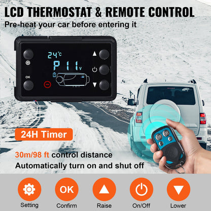 8KW Diesel Air Heater Muffler Diesel Heater 12V Remote Control Diesel Parking Heater with LCD Switch for Car Trucks Motorhome Boat and Bus
