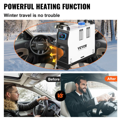 Diesel Air Heater, 8KW Parking Heater, All in 1, 12V Truck Heater, One Air Outlet, with Red LCD Switch, Remote Control, Fast Heating Diesel Heater, For Car, RV Truck, Boat, Motorhomes, Caravans