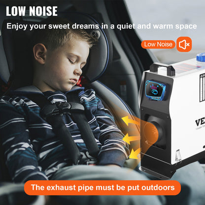 Diesel Air Heater, 8KW Parking Heater, All in 1, 12V Truck Heater, One Air Outlet, with Red LCD Switch, Remote Control, Fast Heating Diesel Heater, For Car, RV Truck, Boat, Motorhomes, Caravans