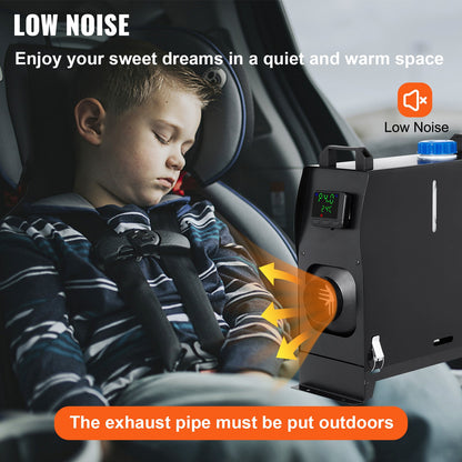 8KW diesel air heater, diesel parking heater, all in one 12V truck heater, one outlet hole, with black LCD switch, fast heating diesel heater, for camper, boat, bus, car trailer, caravan