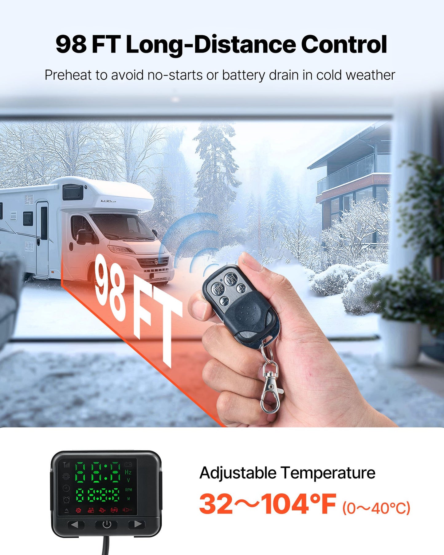 Diesel Air Heater, 8 kW DC12-24V, Fast Heating Diesel Parking Heater with Remote Control and Black LCD Switch, Low Noise, Pre-Heating Function, for RV, Truck, Camper, Van, Boat and Trailer