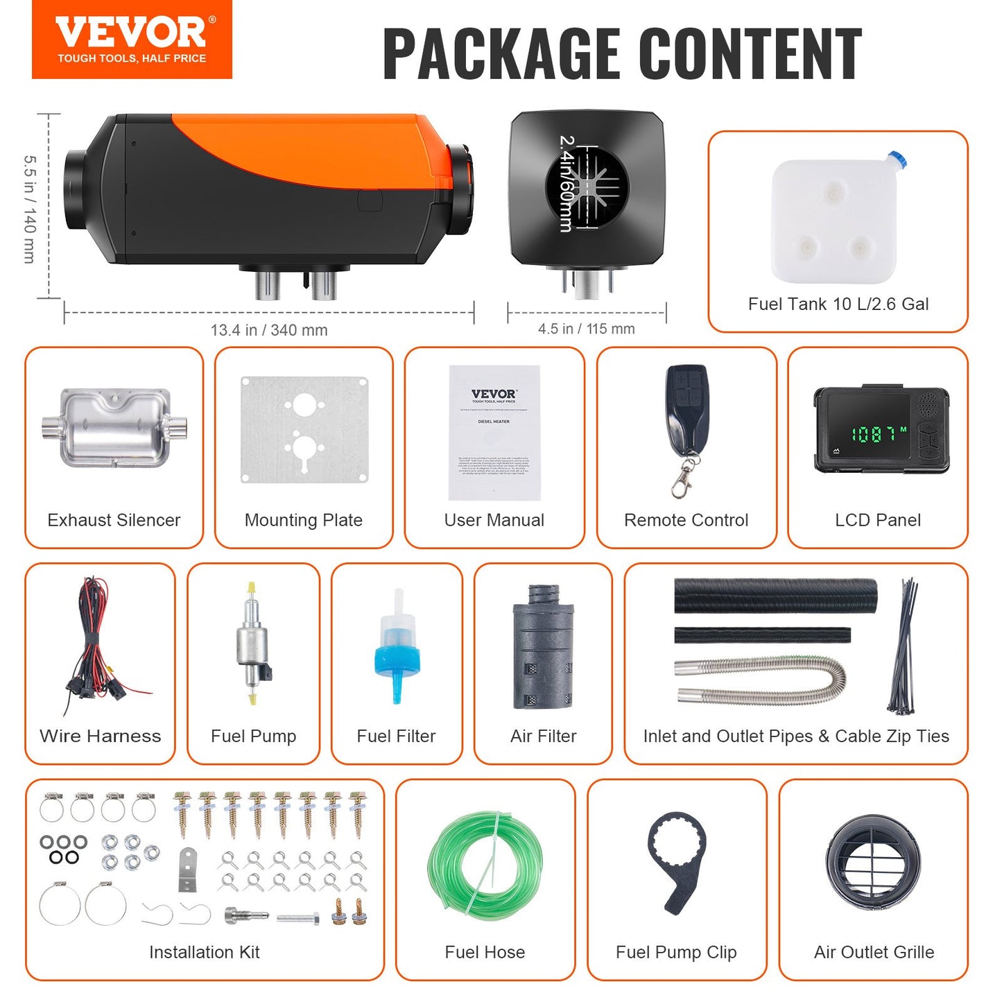 Diesel Air Heater 12V 2KW Bluetooth App LCD Display for Car Bus Motorhome Indoor