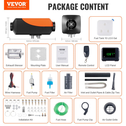 Diesel Luftvärmare 12V 5KW LCD Display Fjärrkontroll för Bilbuss RV inomhus