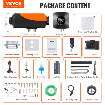 Diesel Air Heater 12V 5KW Bluetooth App LCD Display for Car Bus Motorhome Indoor