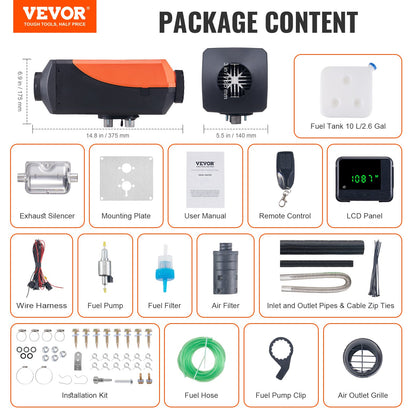 Diesel-Lufterhitzer 12V 8KW LCD-Display Fernbedienung für Auto Bus RV Innen
