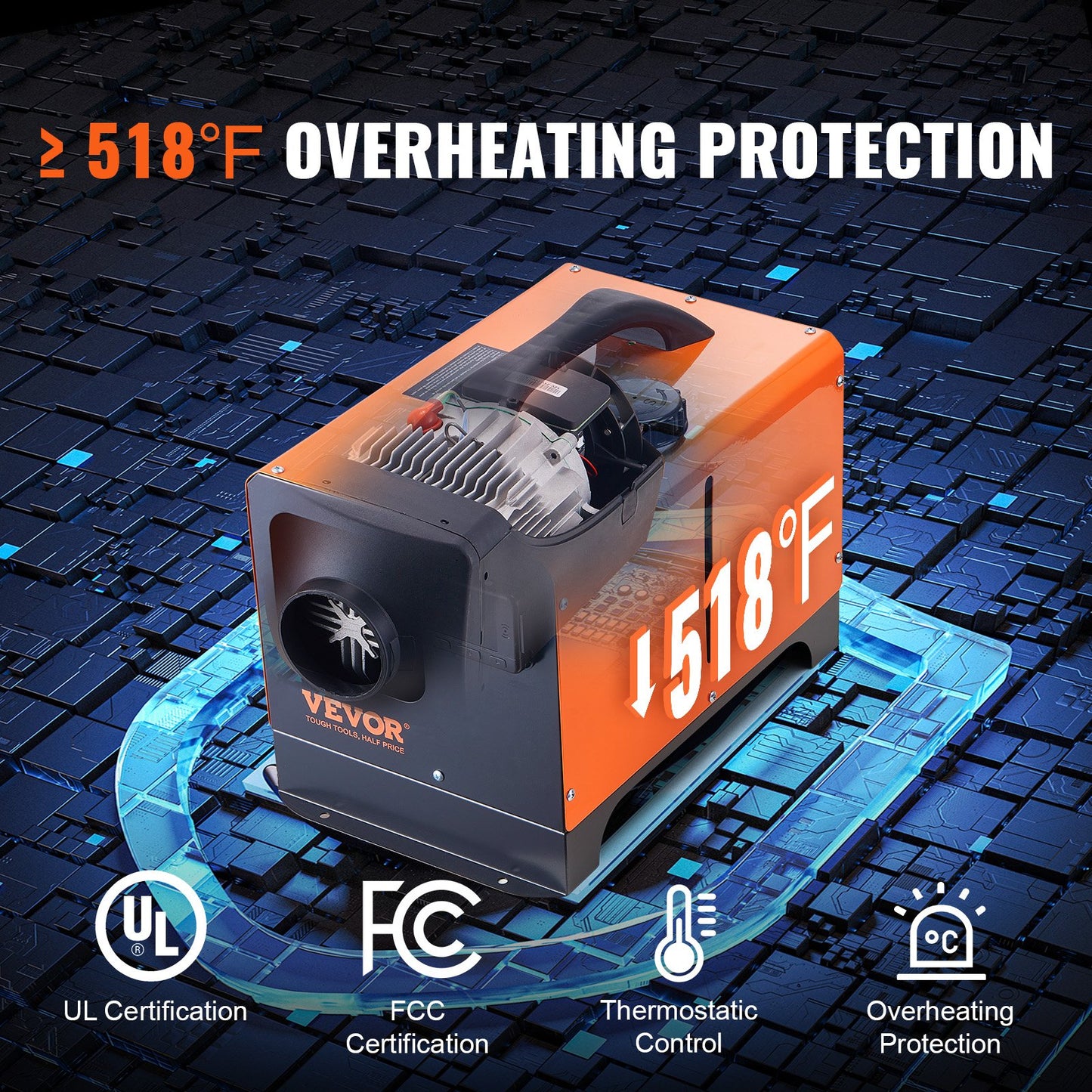 Diesel Luftvärmare Allt-i-ett 12V 8KW LCD-fjärrkontroll för husbil inomhus