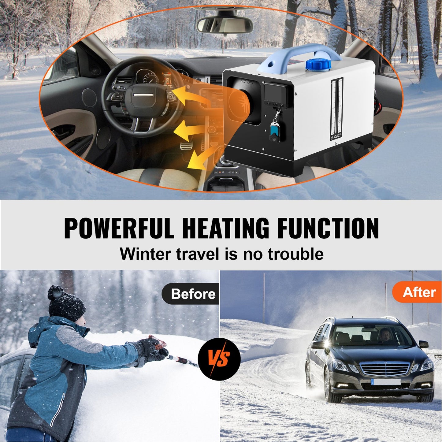Diesel Air Heater 8KW Parking Heater 12V Truck Heater, One Air Outlet, with Black LCD Switch, Remote Control, Fast Heating Compact Diesel Heater, For Car, RV Truck, Boat, Campervans, Caravans
