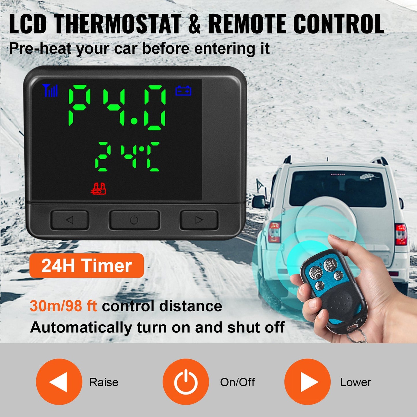Diesel Air Heater 8KW Parking Heater 12V Truck Heater, One Air Outlet, with Black LCD Switch, Remote Control, Fast Heating Compact Diesel Heater, For Car, RV Truck, Boat, Campervans, Caravans