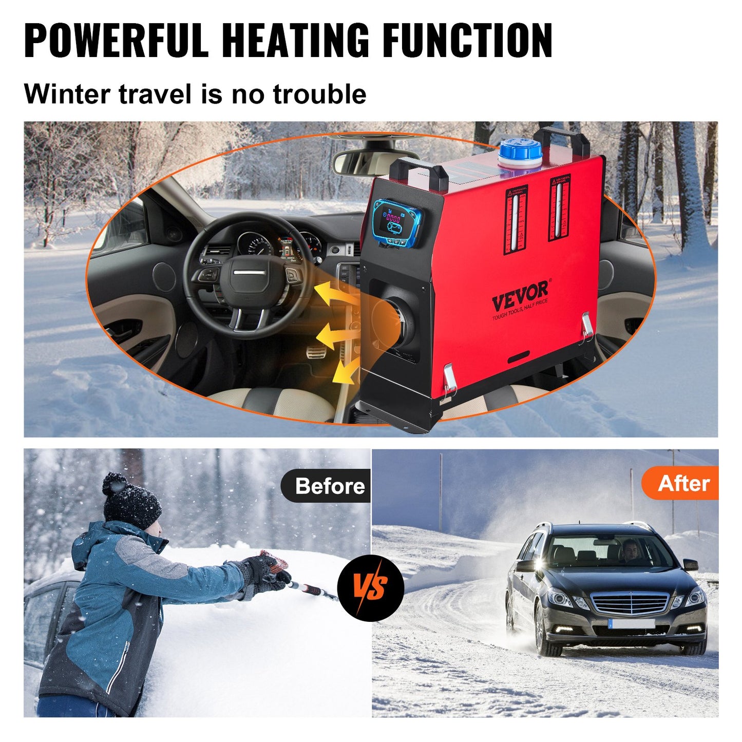 8KW Diesel Air Heater Muffler Diesel Heater 12V 8000W Diesel Parking Heater Remote Control Remote Control with LCD Switch for Car Bus Trucks Motorhome and Boats