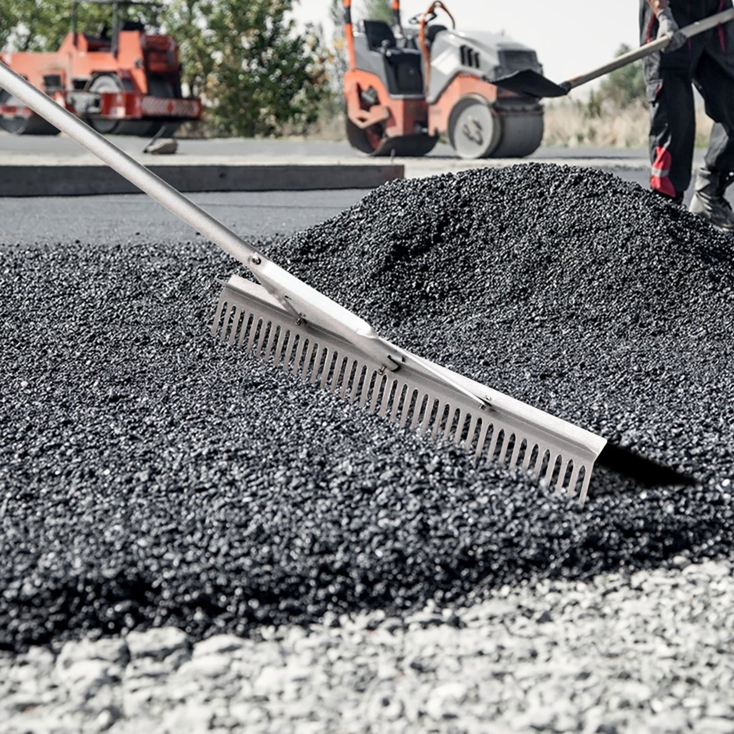 Landscape Rake, 36" Head Aluminum Landscape Rake, Lake Weed Rake with 75" Long Handle, for Loosening Soil, Lawn Care, Weeding Lake, Garden, Pond