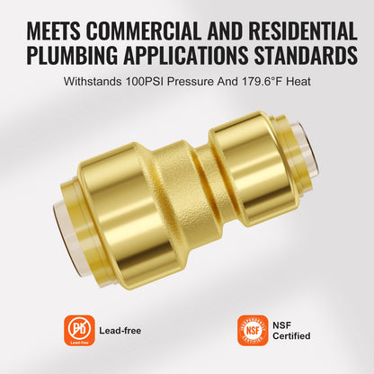 Pipe Fittings, 1/2"-3/4" 12PCS Brass Pipe Fittings, Straight-Through Push-Fit Pipe Connector Brass Air Fittings, Heavy Duty Plumbing Fittings Adapter for Heating/Shower Systems,Water Pipes