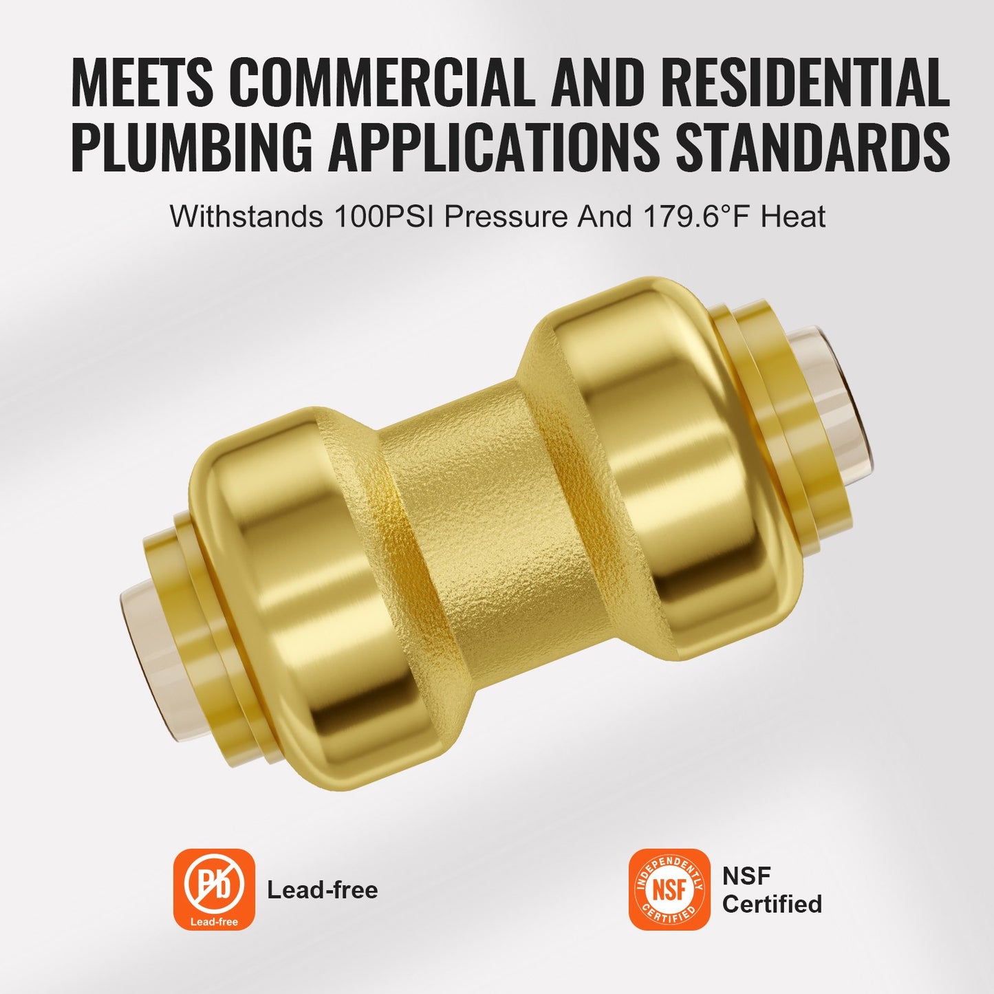Pipe Fittings, 3/4" 12PCS Brass Pipe Fittings, Straight-Through Push-Fit Pipe Connector Brass Air Fittings, Heavy Duty Plumbing Fittings Adapter for Heating/Shower Systems, Water Pipes