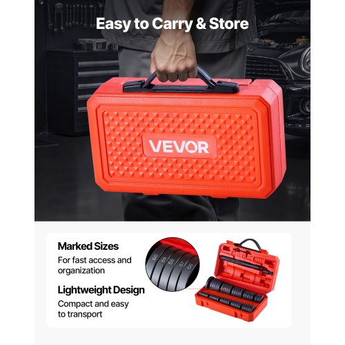 Lagerpresssats, 52 delar, Lagerbana och tätningsdrivare med 49 bussningar och handtagsaxel, Bussningsdrivare Verktygssats, Kraftigt Kolstål Demonterings- och Monteringsverktygssats med Förvaringsväska |  EU