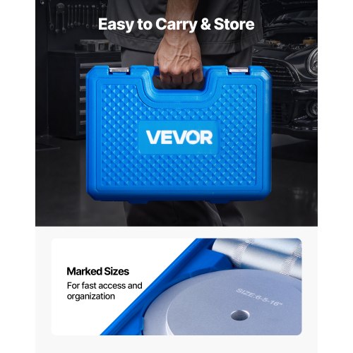 lagerpresssats, 7 delar, lagerbana och tätningsdrivare med 5 bussningar, handtagsaxel och förlängningsstång, bussningsdrivare verktygssats, kraftig demonterings- och installationsverktygssats med förvaringsväska |  EU