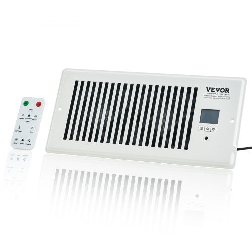 Register Booster Fan, Quiet Vent Booster Fan Fits 4” x 10” Register Holes, with Remote Control and Thermostat Control, Adjustable Speed for Heating Cooling Smart Vent, White