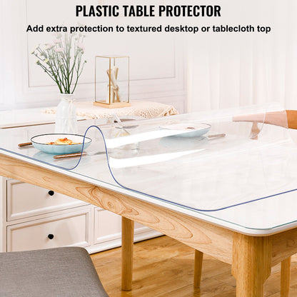Plastic Table Cover, 42"x80"x0.08", Transparent PVC Table Protector, Rectangle Clear Desk Mat, Water Oil Proof Table Cover for Dining Table Coffer Table Kitchen Worktable Dresser Cabinet, etc.