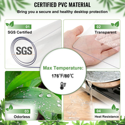 Plastic Table Cover, 42"x84"x0.06", Transparent PVC Table Protector, Rectangle Clear Desk Mat, Water Oil Proof Table Cover for Dining Table Coffer Table Kitchen Worktable Dresser Cabinet, etc.
