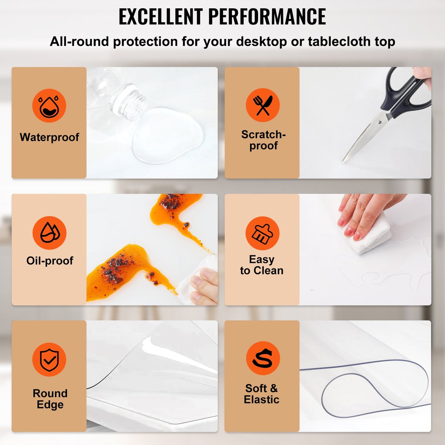 Plastic Table Cover, 42"x84"x0.06", Transparent PVC Table Protector, Rectangle Clear Desk Mat, Water Oil Proof Table Cover for Dining Table Coffer Table Kitchen Worktable Dresser Cabinet, etc.