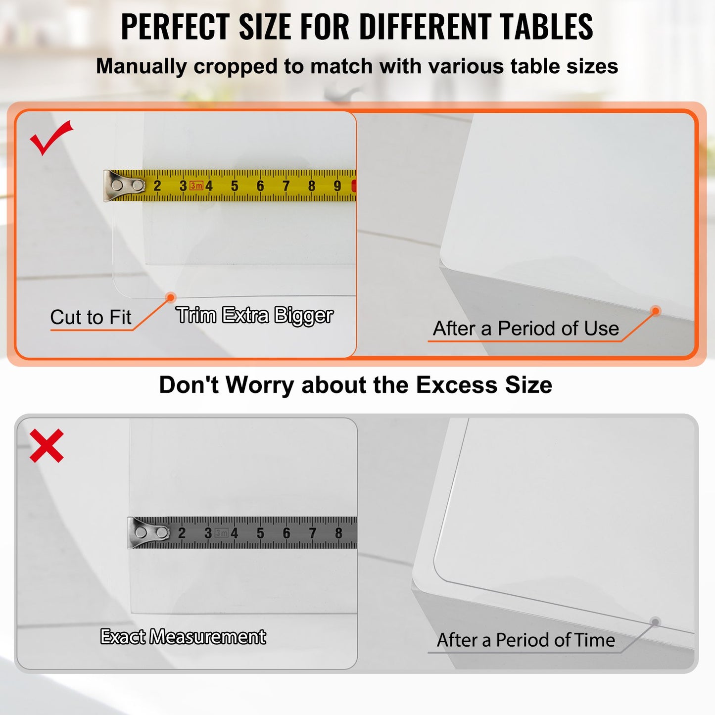 Plastic Table Cover, 42"x96"x0.08", Transparent PVC Table Protector, Rectangle Clear Desk Mat, Water Oil Proof Table Cover for Dining Table Coffer Table Kitchen Worktable Dresser Cabinet, etc.