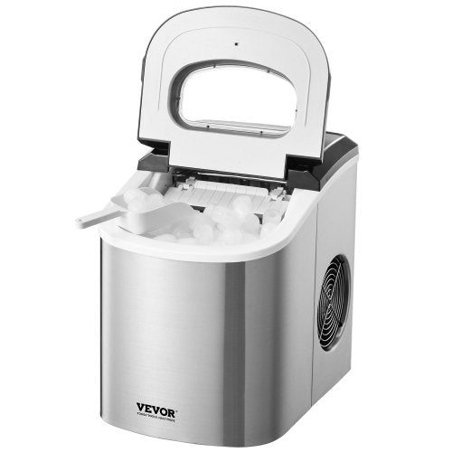 Countertop Ice Maker, 9 Cubes Ready in 6 Mins, 33lbs in 24Hrs, Self-Cleaning Portable Ice Maker with Ice Scoop and Basket, Ice Machine with 2 Sizes Bullet Ice for Home Kitchen Office Bar Party