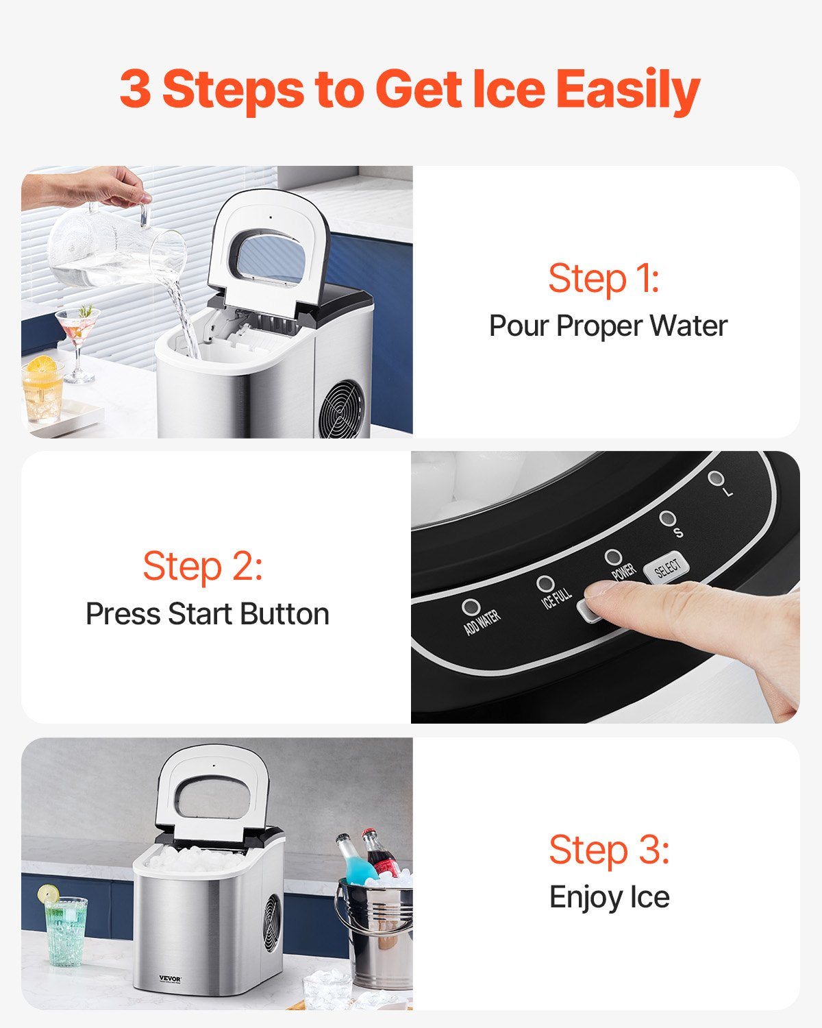 Countertop Ice Maker, 9 Cubes Ready in 6 Mins, 33lbs in 24Hrs, Self-Cleaning Portable Ice Maker with Ice Scoop and Basket, Ice Machine with 2 Sizes Bullet Ice for Home Kitchen Office Bar Party