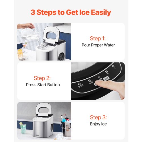 Portable Countertop Ice Maker 1.8 kg/24 hours Self-cleaning with Bucket | EU