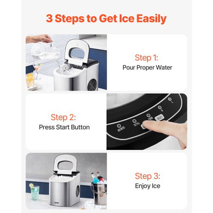 Portable Countertop Ice Maker 1.8 kg/24 hours Self-cleaning with Bucket | EU