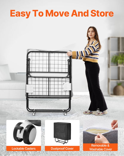 Hopfällbar säng hopfällbar säng med 4 tums skummadrass för vuxna och gäster