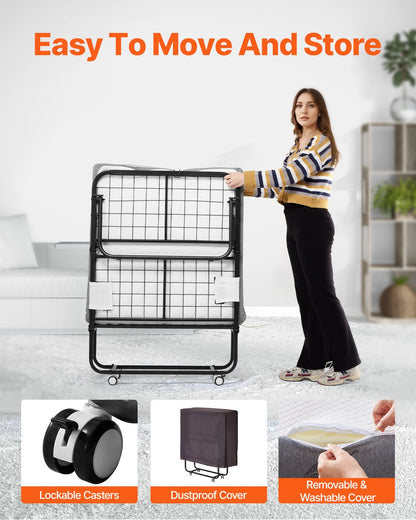 Hopfällbar säng hopfällbar säng med 5 tums skummadrass för vuxna och gäster