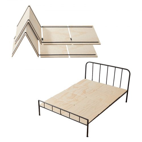 Full Size Bunkie Board, 0.4 in Foldable Bed Board Slats with Connection, Wooden Mattress Support for Full Size Bed, Support under Mattress Boards, Ready to Use, 8 Piece, Burlywood