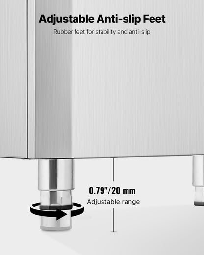 Ice Dispenser, Ice Storage Bin with 180 Lbs Storage Capacity, 20 Lbs/Min Automatic Ice Dispensing with Crusher, Height Adjustable Feet, for Commercial Ice Maker Machine, Restaurant and Hotel