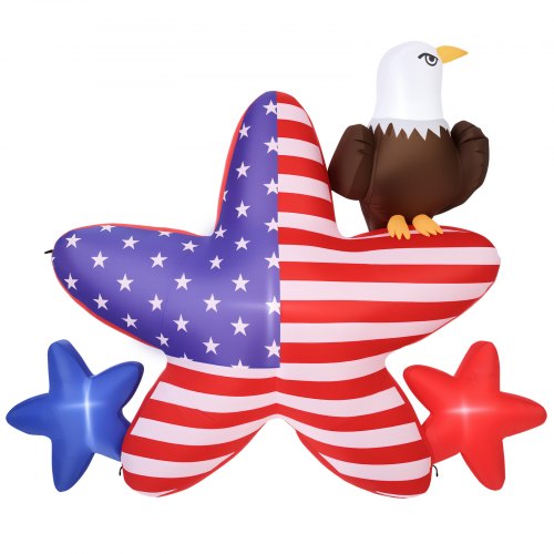 4.82 ft Patriotic Inflatable Decoration, Fourth of July Blow Up Inflatable Independence Day Decoration, Five-pointed Star & Eagle with Built-in LED Lights for Holiday Indoor Outdoor Yard Decor