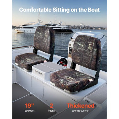 Bootssitz, niedrige Rückenlehne, faltbar, Bootssitz, Schwammkissen, Camouflage, 2 Stück | EU