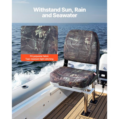 Bootssitz, niedrige Rückenlehne, faltbar, Bootssitz, Schwammkissen, Camouflage, 2 Stück | EU