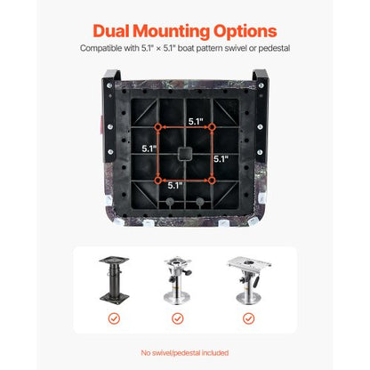Bootssitz, niedrige Rückenlehne, faltbar, Bootssitz, Schwammkissen, Camouflage, 2 Stück | EU